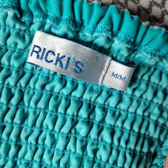 Teal Strapless Paisley Boho Flowy Dress - Picture 5 of 5